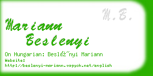 mariann beslenyi business card